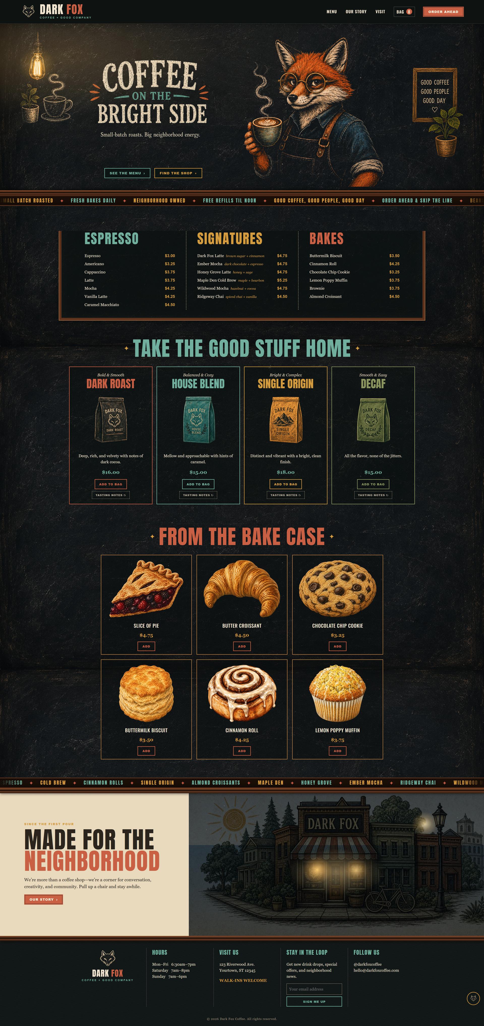 Full-length preview of the Dark Fox homepage
