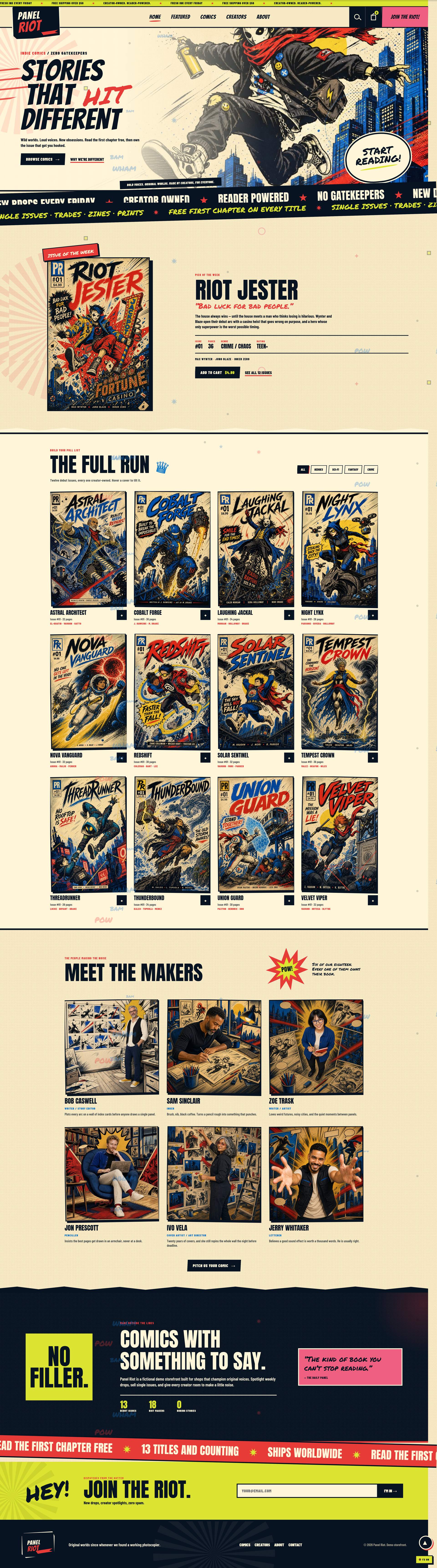 Full-length preview of the Panel Riot homepage